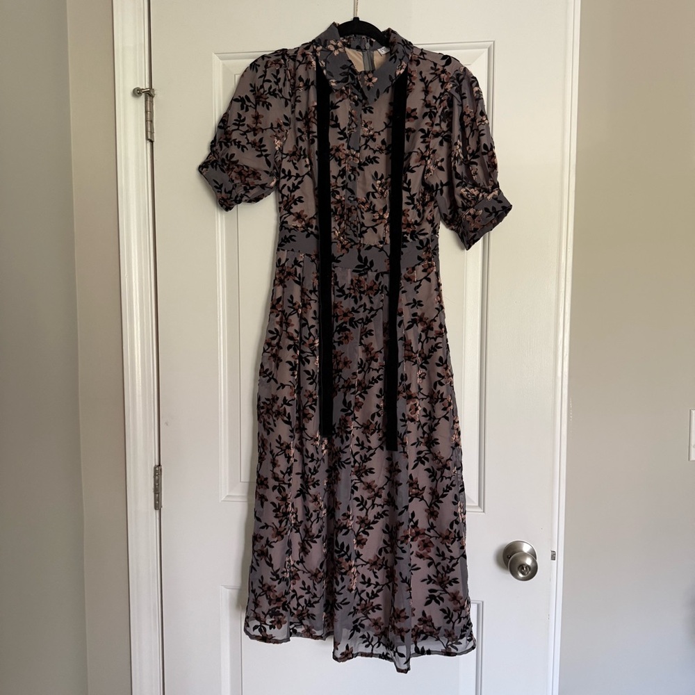 Ivy City Co Collared Dress with Velvet Tie.